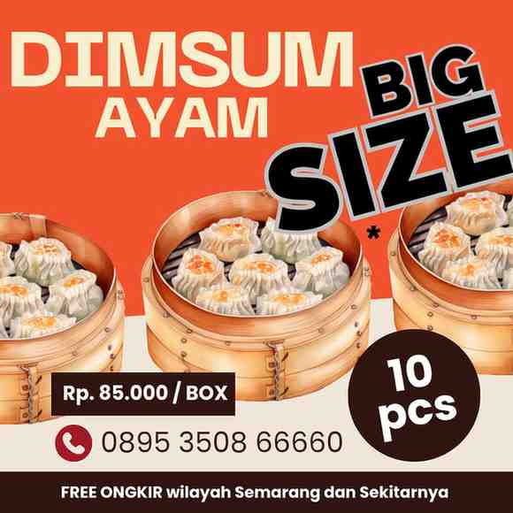 Seporsi dimsum ayam udang hangat dengan cocolan chili oil di Semarang
