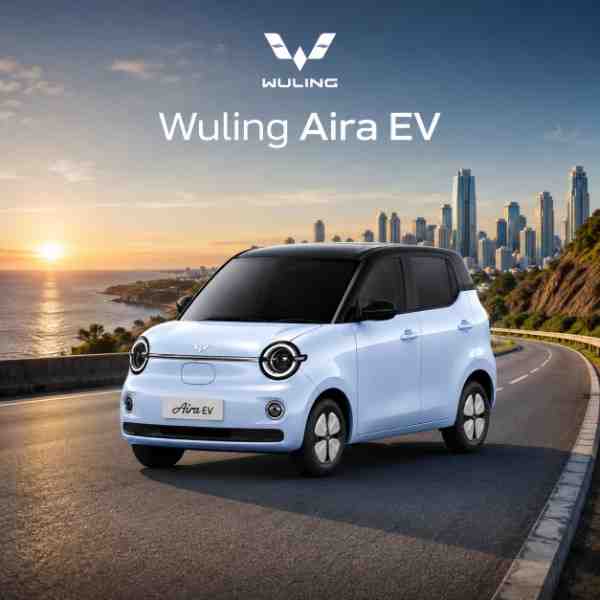 Tampilan eksterior Wuling Aira EV warna putih di dealer Semarang